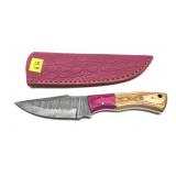 Custom Damascus steel blade knife with embossed