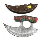 Custom Damascus steel curved blade hand knife