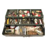 Early Walton tackle box with contents