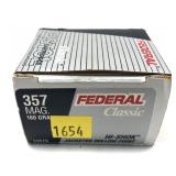 Box of .357 Mag. 180-grain JHP Hi-Shok Federal