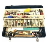 Vintage Old Pal tackle box with contents