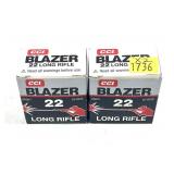 x2- Boxes of .22 LR CCI Blazer cartridges,