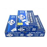 x3 Boxes of 7.5 x 55mm Swiss 174-grain FMJ BT PPU