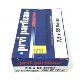 Box of 7.5 x 55mm Swiss 174-grain FMJ BT PRVI