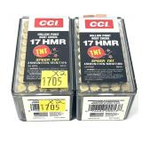 x2-  Boxes of .17 HMR CCI hollow point cartridges,