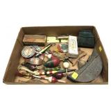 Lot, assorted vintage lures, spoons, bobbers,