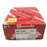 Box of .45 Cal. (.452) 250-grain HP/XTP Hornady