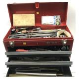Craftsman Toolbox with assorted tools and parts