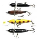 Lot, 4 Muskee size rotary head lures