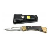 Buck 110 1-blade folding knife with leather sheath