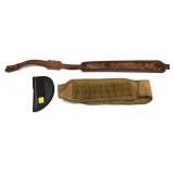 Lot: Leather Embossed Sling, Shotgun shell