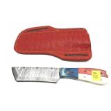 Custom Damascus steel blade knife with embossed