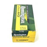 Box of .22 Hornet 45-grain Remington hollow point