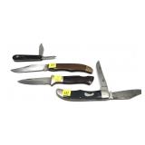 Lot, 4 assorted folding knives, includes: