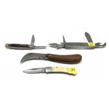 Lot, 4 assorted folding knives includes US