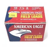 Box of 16 Ga. 2.75" No. 8 American Eagle field