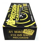 Box of .41 Mag. 210-grain SWC Precision reloads,