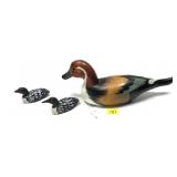 Lot: Small Decorative Decoy and 2-minature decoys