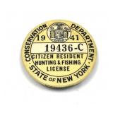 1941 NYS Hunting and Fishing license