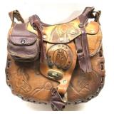 Embossed Leather Horse Purse