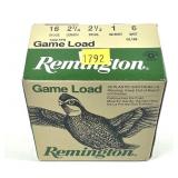 Box of 16 Ga. 2.75" No. 6 Remington game loads,