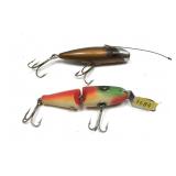 Lot, 2 vintage wooden lures: Creek Chub & South