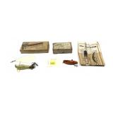 Lot, vintage Fishmaster Co. lure in box and
