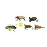 Lot, 5 vintage Fred Arbogast jitterbug lures