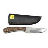 Custom stainless steel knife with leather