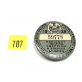 1929 NYS Hunting, Trapping and Fishing license