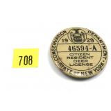 1929 Citizen Resident Deer license