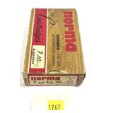 Box of 7.65 ARG 150-grain SP Norma cartridges,