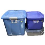 Lot: 3- Assorted Sized Totes with lids