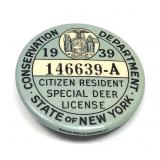 1939 Citizen Resident Special Deer license