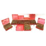 Lot, 7 plastic cartridge cases, 9mm Luger, 100