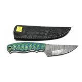 Custom Damascus steel blade knife with embossed