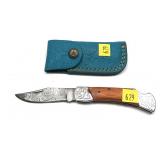 Custom Damascus steel folding blade knife with