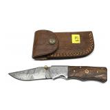 Custom Damascus steel folding blade knife with