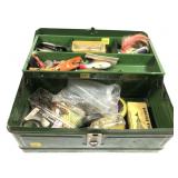 Vintage Climax tackle box with contents includes