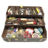 Vintage tackle box with contents