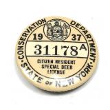 1937 Citizen Resident Special Deer license