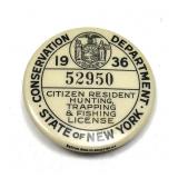 1936 NYS Hunting, Trapping and Fishing license