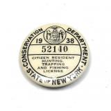 1938 NYS Hunting, Trapping and Fishing license