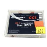 Box of 9mm Luger No. 4 CCI shot shells, 10 rounds