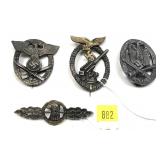 Lot: 4- Assorted German Badges, reproductions