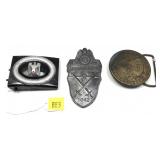 Lot: 3- Assorted German Badge and Belt Buckles,