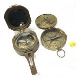Lot: 2- Brass Stanley London Compasses includes