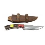 Custom stainless steel knife with leather