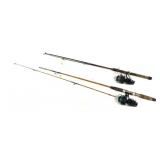 Lot: 2-Unmarked Rods with Garcia Mitchell reels