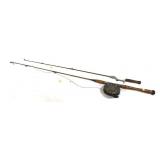 Lot: 2-Vintage Rods, one with Flueger reel-